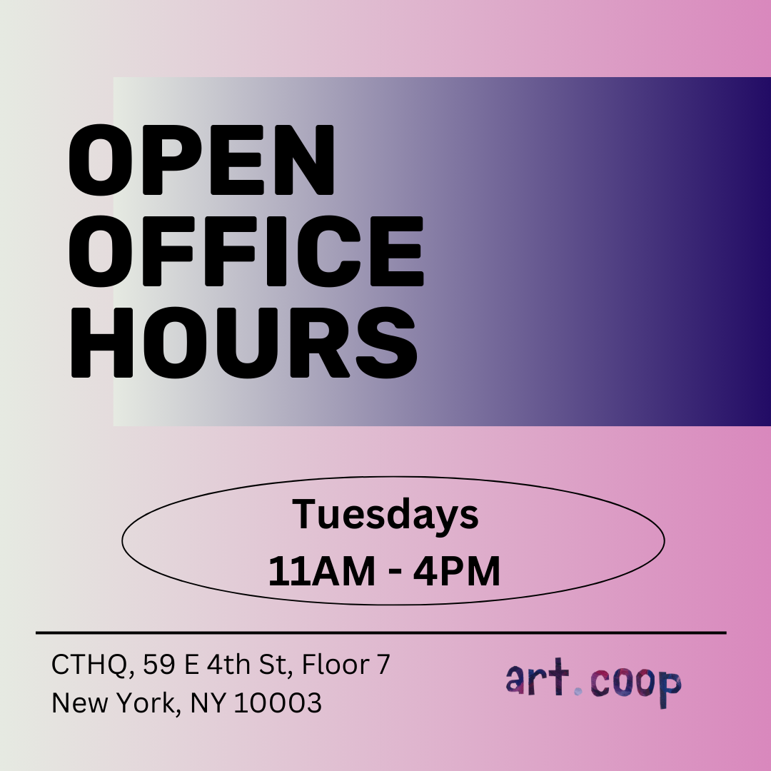 Art.coop office hours informational graphic